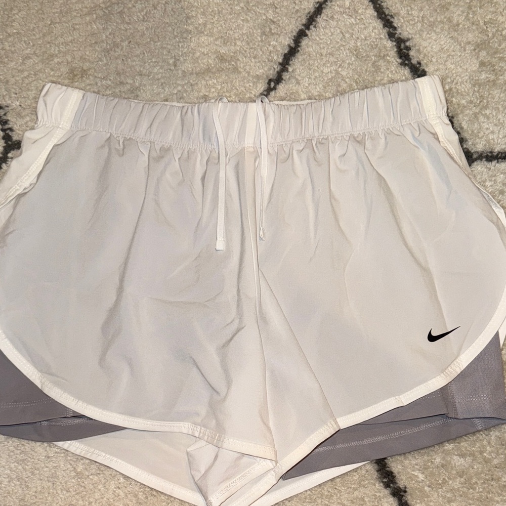 Nike Women's White and Gray Athletic Shorts
